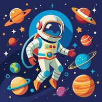 bunt Karikatur von ein Astronaut Illustrator und Vektor Grafik