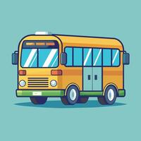 buss platt design tecknad serie ikon illustration skola buss vektor