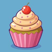 ein herrlich Kunstwerk von ein Karikatur Cupcake. Vektor von ein Süss Cupcake