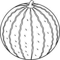 vattenmelon översikt färg sida illustration för barn och vuxen vektor