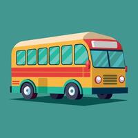 buss platt design tecknad serie ikon illustration skola buss vektor