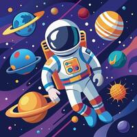 bunt Karikatur von ein Astronaut Illustrator und Vektor Grafik