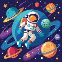 bunt Karikatur von ein Astronaut Illustrator und Vektor Grafik