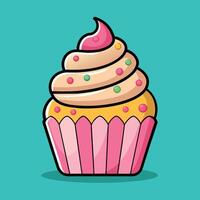 ein herrlich Kunstwerk von ein Karikatur Cupcake. Vektor von ein Süss Cupcake