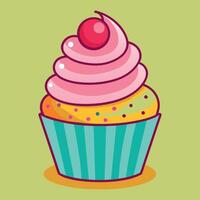 ein herrlich Kunstwerk von ein Karikatur Cupcake. Vektor von ein Süss Cupcake