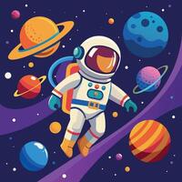 färgrik tecknad serie av ett astronaut illustratör och vektor grafik
