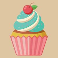 ein herrlich Kunstwerk von ein Karikatur Cupcake. Vektor von ein Süss Cupcake