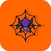Spinne Netz gefüllt Orange Hintergrund Symbol vektor