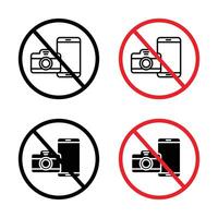 Foto och telefon förbjuden tecken vektor