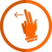 två fingrar vänster glyf orange cirkel ikon vektor