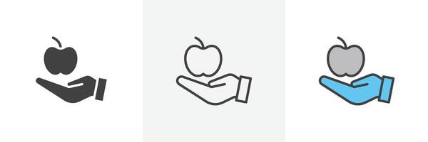 Apfel im Hand Symbol vektor