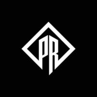 pr-Logo-Monogramm mit quadratischer Designvorlage im Rotationsstil vektor