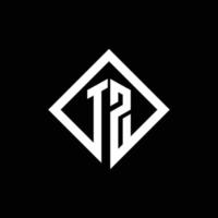 tz-Logo-Monogramm mit quadratischer Designvorlage im Rotationsstil vektor