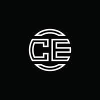 ce-Logo-Monogramm mit negativem Raumkreis abgerundete Designvorlage vektor