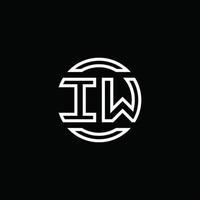 iw-Logo-Monogramm mit negativem Raumkreis abgerundete Designvorlage vektor