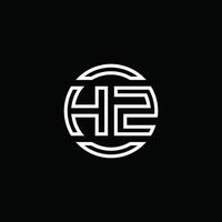 hz logotyp monogram med negativ utrymme cirkel rundad designmall vektor