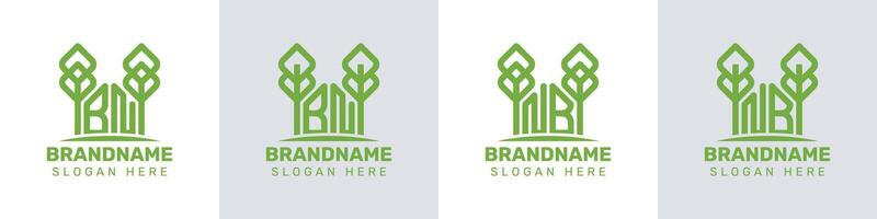 Briefe bn und nb Gewächshaus Logo, zum Geschäft verbunden zu Pflanze mit bn oder nb Initialen vektor