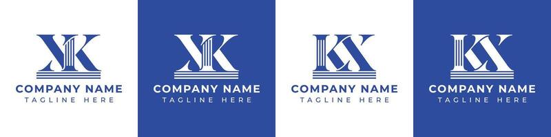 brev xk och kx pelare logotyp uppsättning, lämplig för företag med xk och kx relaterad till pelare vektor