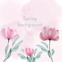 Frühling Pastell- Hintergrund mit Aquarell Blumen und Blätter. Aquarell Rosa Kunst Design geeignet zum Präsentation, Banner, Karte, Sozial Medien. Vektor