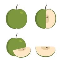grönt äpple ikoner i platt design vektor