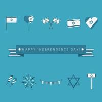 Israel självständighetsdagen semester platt designikoner med text på engelska vektor