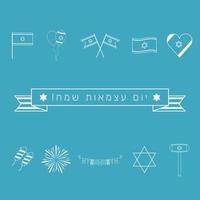 israel unabhängigkeitstag ferienwohnung design weiße dünne linie ikonen mit text in hebräisch vektor