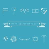 israel unabhängigkeitstag ferienwohnung design weiße dünne linie ikonen mit text in englisch eingestellt vektor