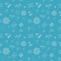 Israel Unabhängigkeitstag Urlaub flaches Design weiße dünne Linie Symbole nahtlose Muster vektor