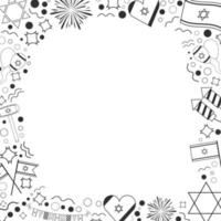 Rahmen mit israel-unabhängigkeitstag urlaub flaches design schwarze dünne linie ikonen vektor