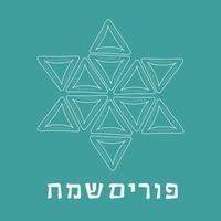 purim ferienwohnung design weiße dünne linie ikonen von hamantashs in davidsternform mit text in hebräisch vektor