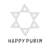 purim ferienwohnung design schwarze dünne linie ikonen von hamantashs in davidsternform mit text in englisch vektor