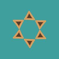 Purim-Ferienwohnungsdesign-Ikonen von Hamantashs in Davidsternform vektor