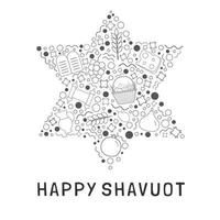 shavuot ferienwohnung design schwarze dünne liniensymbole in davidsternform mit text in englisch vektor