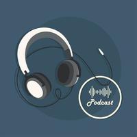 ljud för podcast hörlurar vektor
