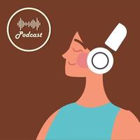 Frau mit Kopfhörer-Podcast vektor