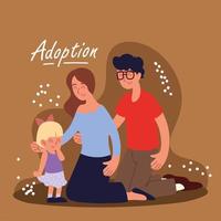 adoption, lycklig familj vektor