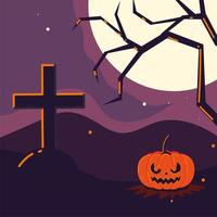 Halloween Kürbis und Kreuz vektor