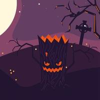 Halloween-Baum und Friedhof vektor