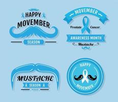 Movember-Kampagne blaue Embleme vektor