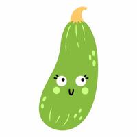 süß komisch Zucchini mit Gesicht und Emotionen. Vektor isoliert Illustration zum Kinder.