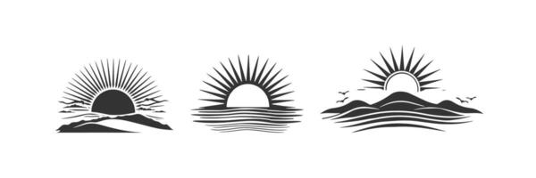 Sonnenaufgang Symbol Satz. Vektor Illustration Design.