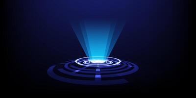 abstrakt Technologie Innovation Kreis Sci-Fi Konzept Bühne mit Hologramm Portal Licht Hintergrund. vektor