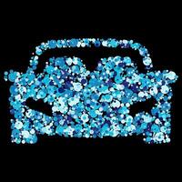 abstrakt Blau Punkt Mosaik Auto Illustration auf schwarz Hintergrund Schatten Luftblasen vektor
