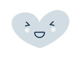 Blau glücklich Lachen Herz Liebe Emoji Symbol. Objekt Symbol eben Vektor Kunst. Karikatur Element zum Netz Design, Poster, Gruß Karte, Valentinsgrüße Tag, Hochzeit