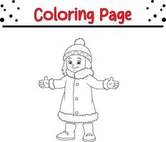 färg sida liten flickor bär vinter- kläder vektor