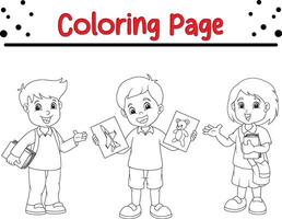 Färbung Seite Schule Kinder mit Papier vektor