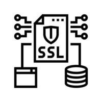 ssl sichern Steckdosen Schicht SEO Linie Symbol Vektor Illustration