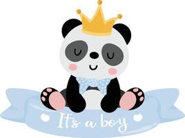 Prinz Panda mit Baby Junge Band Banner vektor