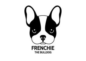 förtjusande svart och vit franska bulldogg ansikte vektor