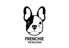 förtjusande svart och vit franska bulldogg ansikte. vektor